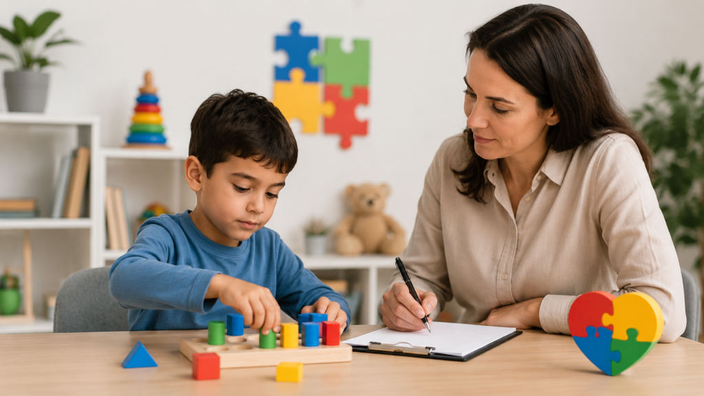 Focused playtime in therapy room
