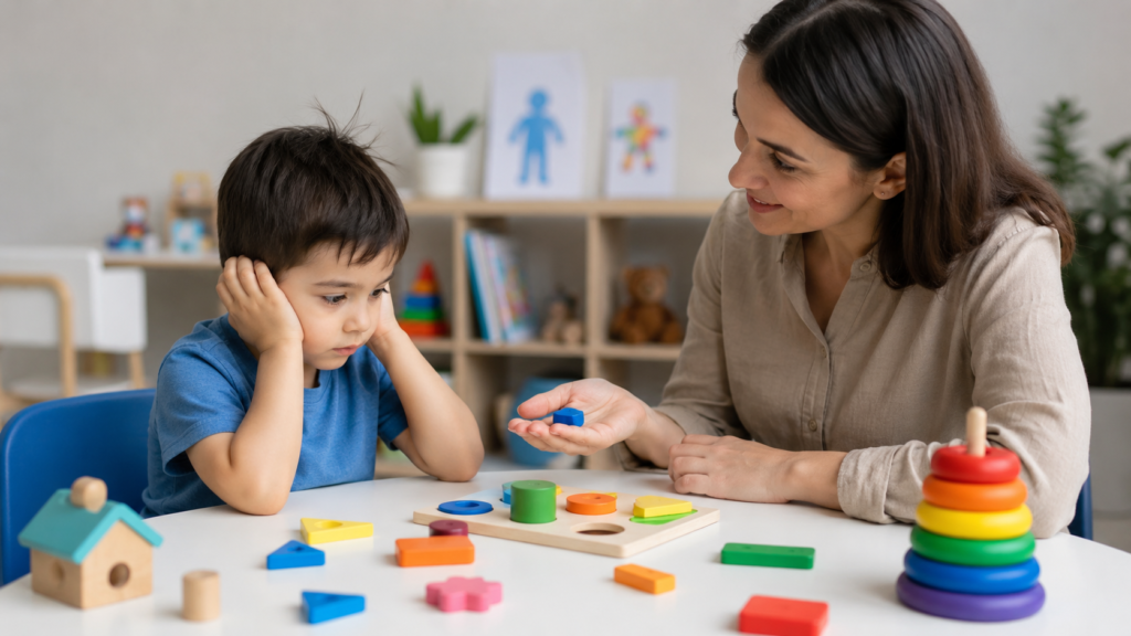 Therapy session in a playroom